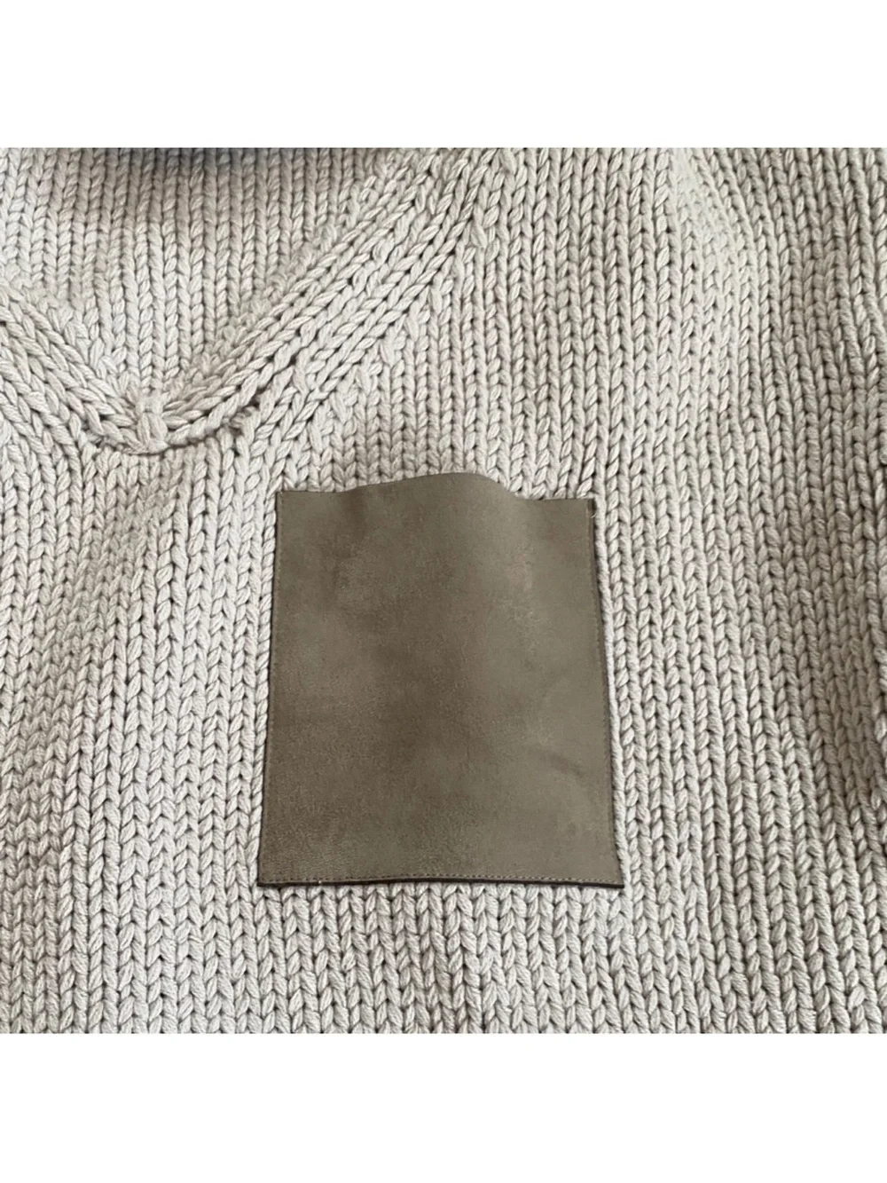 Women's Cream Cowl Neck Pocket Sweater